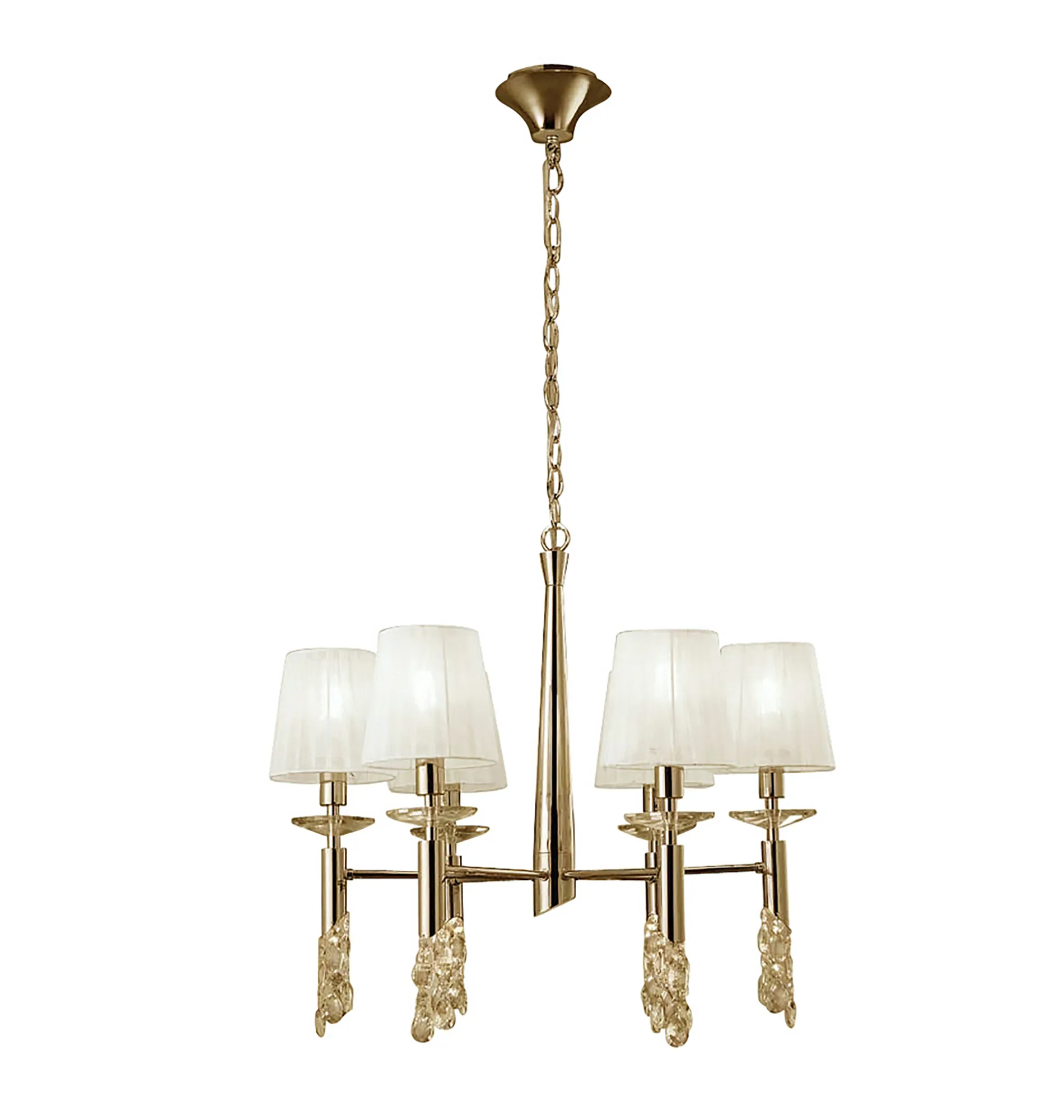 Tiffany French Gold-White Crystal Ceiling Lights Mantra Shaded Crystal Fittings